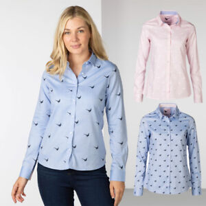 Ladies Printed Shirt Women's Oxford Cotton Long Sleeve Button Down Shirts Rydale