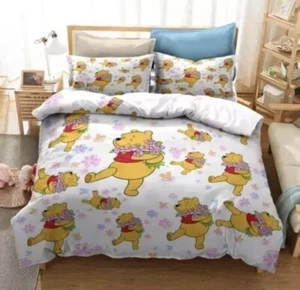 Winnie The Pooh Bear King Holding Flowers Time For Something Sweet Bedding Set - Picture 1 of 2