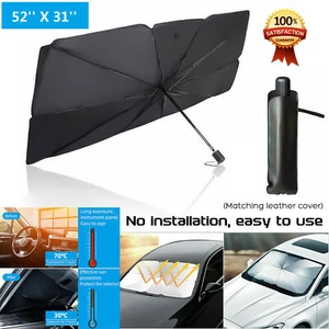 52" Car Windshield Sun Shade Foldable Umbrella Front Window Cover Visor Umbrella - Foto 1 di 12