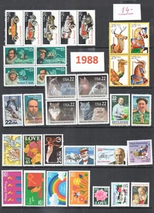 Juego de 34 estampillas MNH año completo de Estados Unidos 1988 con correo aéreo - Imagen 1 de 1