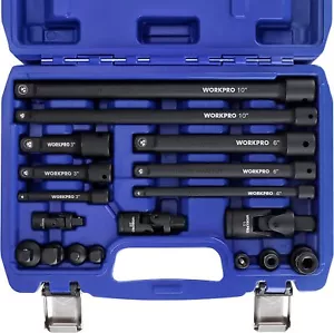 WORKPRO 18-PCS Drive Tool Accessory Set 1/4"&3/8"&1/2" Socket Adapter Extensions - Picture 1 of 9