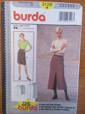 Burda 3128 Sewing Pattern Ladies Slim Fit Front yoke front slit Skirt cut 10-16 - Image 1 of 4