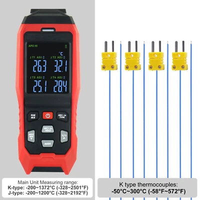 4 KANAL Thermometer Datenlogger K/J Temperaturmessgerät Temperatur Daten Logger/ - Bild 1 von 4