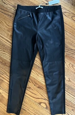 BCBG Generation Sz L Moto Leggings Faux Leather Mixed Media Stretch Pant NWT - Image 1 of 4