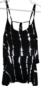 Vintage Havana Tie Dye Layered Tank Top Womens M Black White Strappy Cross Back - Picture 1 of 7