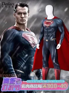 Costume Uomo d'Acciaio Clark Kent Cosplay Superman Halloween Supereroe Tuta - Foto 1 di 19
