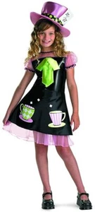 Mad Hatter Child Girls Costume Pink Sleeves & Petticoat Fancy Dress Disguise - Picture 1 of 1
