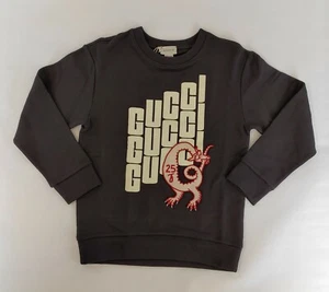 Gucci Boys Black Cotton Logo Print Dragon Patch Sweatshirt 10 Women XS 547560 - Picture 1 of 5