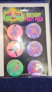 1994 MIGHTY MORPHIN POWER RANGERS BIRTHDAY PARTY PACK - BUTTONS - NOS - Picture 1 of 3