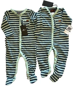 NWT 7 For All Mankind Twin Infant Baby Boy Long Sleeve Romper 3-6 months 2 Piece - Picture 1 of 10