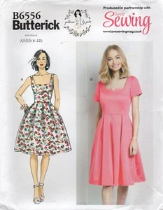 Vestido Gertie Patrón de Costura Butterick 6556 FÁCIL, Cuello Cuadrado con Muescas Talla 6-22 - Imagen 1 de 13