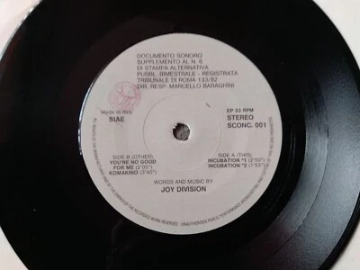 Joy Division Joy EP 1986 Italy Not For Sale SCONC 001 Lovely Condition Foto 1 de 4