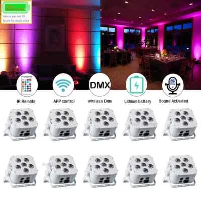 10pcs light Wireless Dj Light Bar 6*18w Wedding Stage Battery Led Uplight Yc.6 - Image 1 of 4