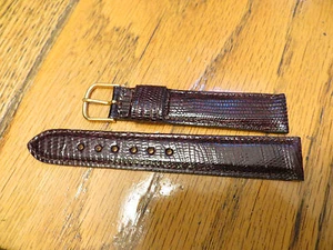 New Old Stock LeJour Brown GENUINE LIZARD Watch Band 17.5MM 11/16" - Picture 1 of 2