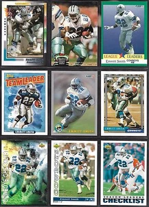Lote de 9 tarjetas de fútbol americano de la NFL Dallas Cowboys Emmitt Smith 1992-93 - Imagen 1 de 4