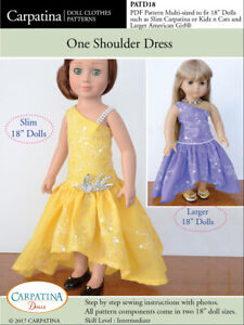 Shoulder Dress Sew Pattern Multi-Sized for 18" American Girl  & 18" Slim Dolls