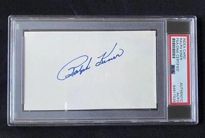 Ralph Kiner Pittsburgh Pirates HOF Signed 3x5 Index Card ~ PSA/DNA Auth Slab - Image 1 of 4