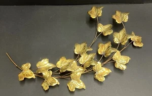 MCM Brass Copper Ivy Leaves Welded Metal Wall Art 18” Long Vtg Hollywood Regency - Picture 1 of 5