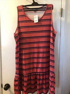 WOMAN’S SIZE SIZE 2X DRESS RUFFLE HEM TANK DRESS RED& BLUE - Picture 1 of 9