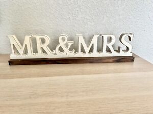 Mr. & Mrs. Wooden Table Sign On Platform