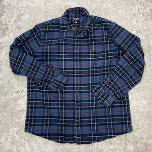 Vintage Lands End Shirt Mens XLT Blue Plaid Flannel Button Up Long Sleeve Winter - Picture 1 of 13