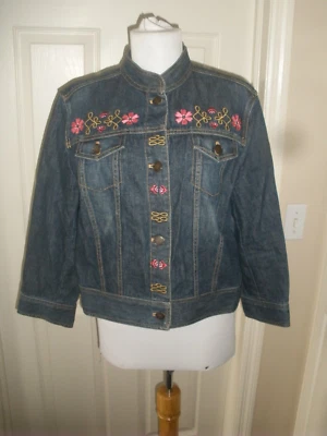 Chaqueta Jean Niña Azul Denim Bandolino L Bordada Flores-delantera/trasera (SU128) Foto 1 de 4