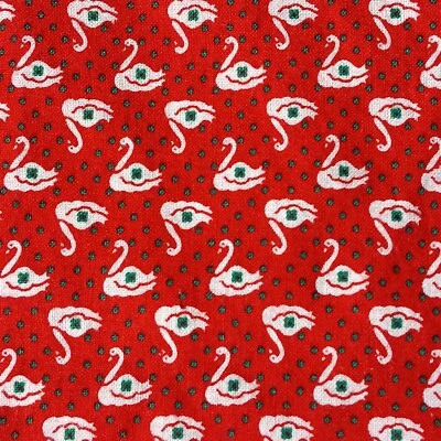Christmas Fabric Red White Swan Goose Green Polka Dot Sewing 48"x44.5" Foto 1 de 4