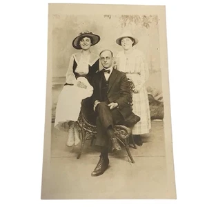 RPPC Labor Day 1918 Vintage Portrait Antique Postcard Man Women Euclid Beach OH - Picture 1 of 7