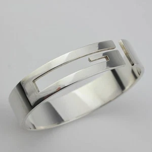 GUCCI GUCCI Cut Out Cuff Bangle Bracelet 7.9" Silver 925 Auth #2150 - Picture 1 of 7