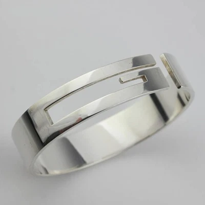 GUCCI GUCCI Cut Out Cuff Bangle Bracelet 7.9" Silver 925 Auth #2150 - Image 1 of 4