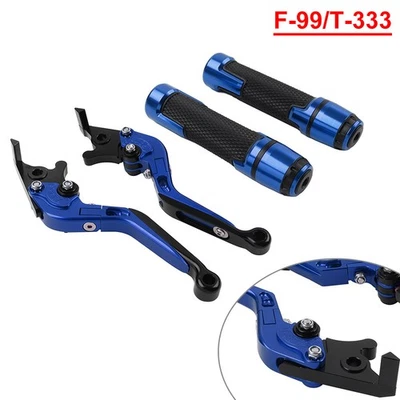 Blue Extendable Brake Clutch Levers Handlebar Grips Set For Speed Triple 1050 - Image 1 of 4