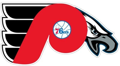 PHILADELPHIA Sports Fan mashup Vinyl Decal EAGLES / 76ERS / FLYERS / PHILLIES - Image 1 of 4