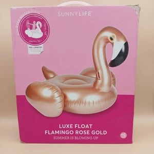 SunnyLife Authentic Large Rose Gold pink Inflatable Flamingo Luxe Ride-On Float - Picture 1 of 15