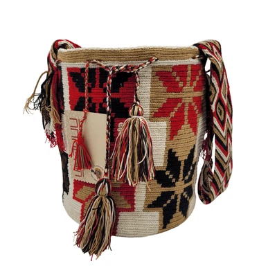 Colombiana 🇨🇴 Bolso Boho Mochila Bucket Grande Hecho a Mano Tribu Wayuu MUCHOS COLORES Foto 1 de 4