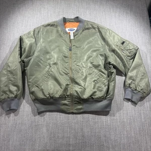 Old Navy Jacket Womens Large Green Bomber MA-1 Style Nylon Zip Pockets - Picture 1 of 7
