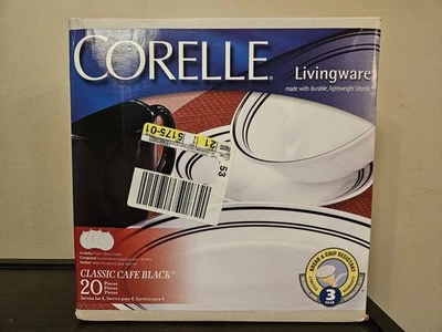 CORELLE Classic Cafe Black Livingware 1055232 Plates Bowls Cups Mugs Dishes - Image 1 of 4
