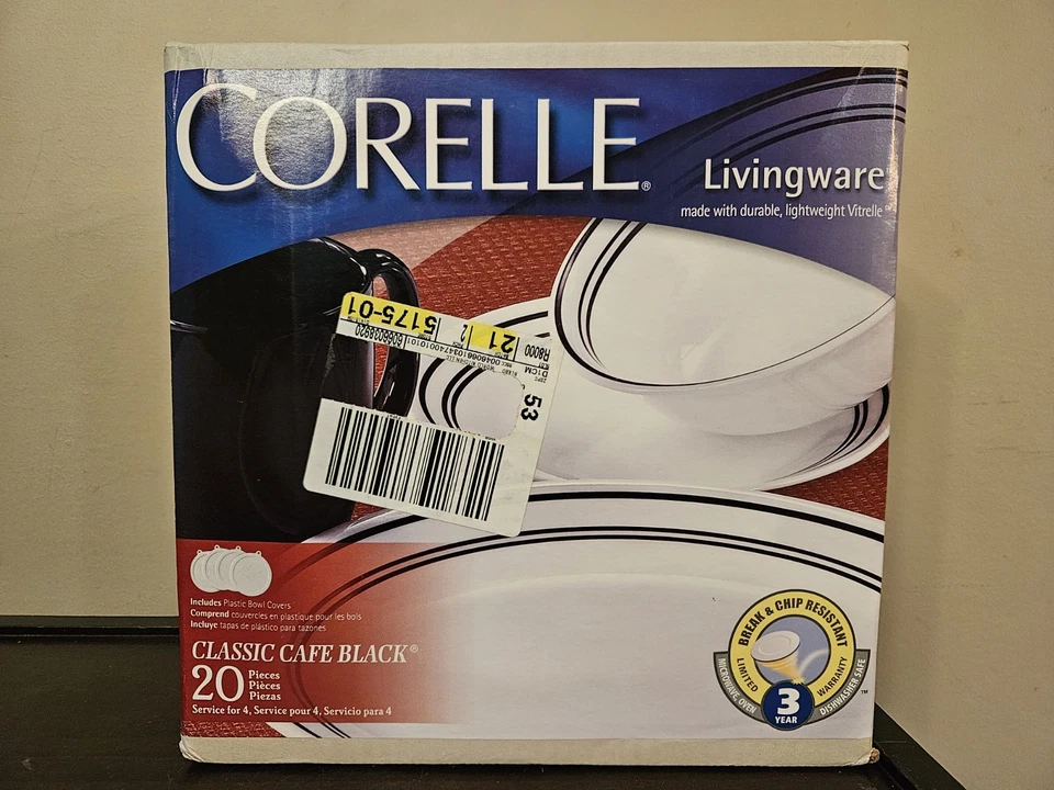 CORELLE Classic Cafe Black Livingware 1055232 Plates Bowls Cups Mugs Dishes - Image 1 of 4