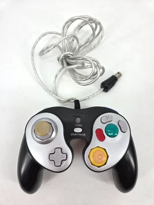 Intec Controller Black Silver Nintendo GameCube Wired GC-5002-C Retro Works - Image 1 of 3