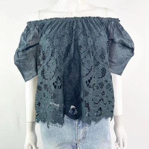 Anthropologie Moulinette Soeurs Black Lace Off Shoulder Top Size S Boho Coquette - Picture 1 of 10