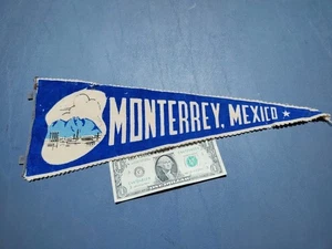 Vintage MONTERREY MEXICO Souvenir Pennant 6" x 18" - Picture 1 of 16