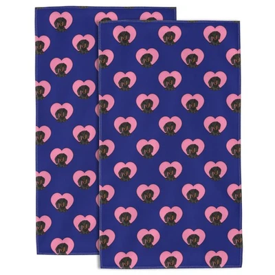 Paquete de 2 Toallas de Mano 14x28" Dachshund Perro Día de San Valentín Corazón Rosa Foto 1 de 4