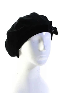 Rykiel Enfant Girls Black Velvet Crystal Bow Beret Beanie Hat Size 56cm - Picture 1 of 9