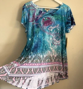 One World Sublimation Tunic Top XL NWT Cancer Crab Zodiac Sign Rhinestones - Picture 1 of 18