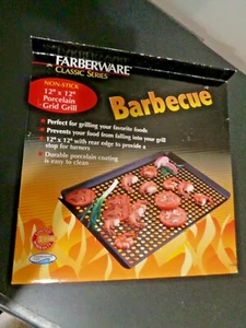 Farberware Non-Stick Black Barbecue BBQ Porcelain Coated Grid Grill 12 X 12” New - Picture 1 of 12