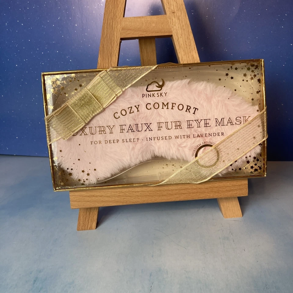 Pink Sky Cozy Comfort Faux Fur Eye Mask Infused With Lavender Pink - NIB - Image 1 of 2