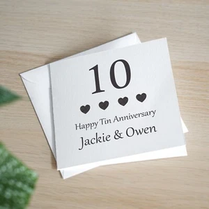 Tarjeta de aniversario de boda personalizada hecha a mano tarjeta de aniversario de hojalata - Imagen 1 de 3