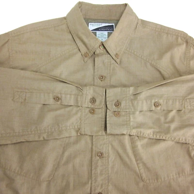 Exofficio "BUGS AWAY" Vented Men's (M) Beige Button Front Fishing Hiking Shirt - Image 1 of 4