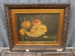 Öl auf Holz 19. Jh., Stillleben, Blumenstrauß signiert Lenoir - Bild 1 von 11