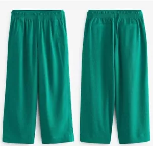 NWT Women’s Athleta Echo Wide-Leg Crop Pants Green Elastic Waist Size 0 - Picture 1 of 9