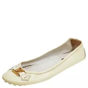 Louis Vuitton Cream Patent Leather Oxford Ballet Flats Size 39.5 - Picture 1 of 8
